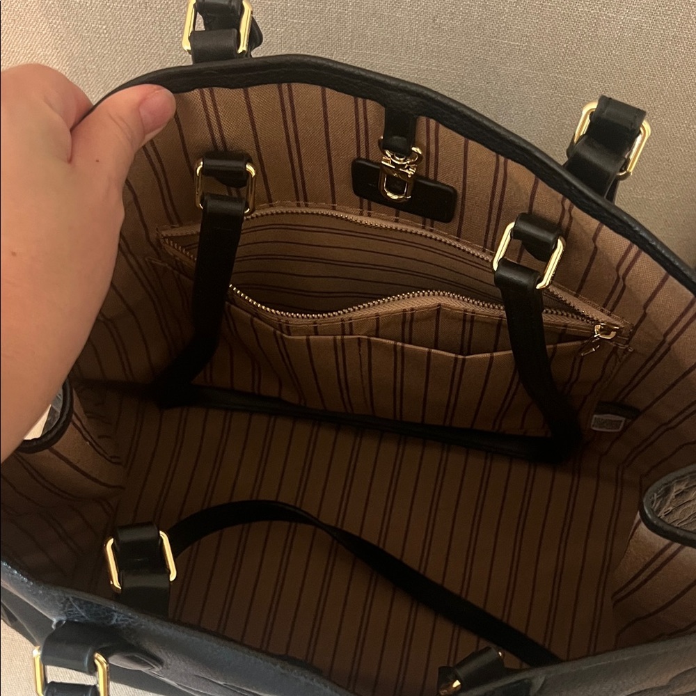 Black Embossed Monogram OnTheGo Tote - Picture 3 of 3